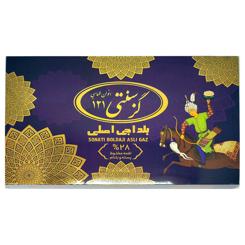 گز سنتی لقمه ۲۸% مخلوط پسته و بادام